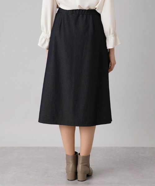 Leilian PLUS HOUSE / レリアンプラスハウス ミニ・ひざ丈スカート | 異素材切替Aラインスカート | 詳細6