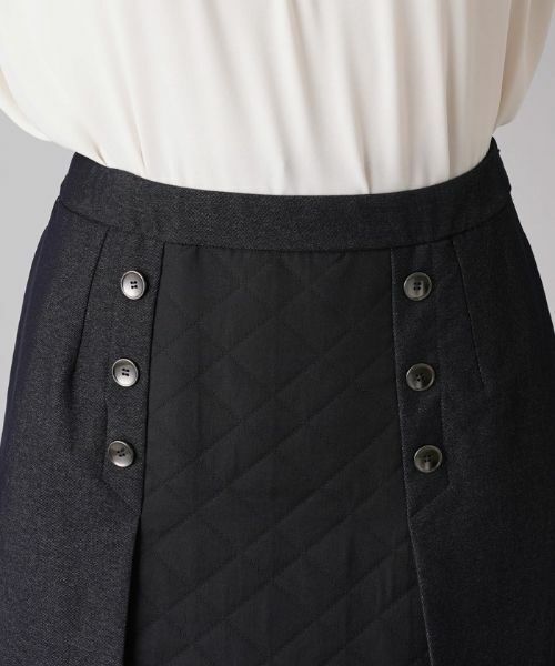 Leilian PLUS HOUSE / レリアンプラスハウス ミニ・ひざ丈スカート | 異素材切替Aラインスカート | 詳細7