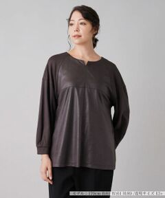 Leilian PLUS HOUSE / レリアンプラスハウス シャツ・ブラウス | レザー風異素材ブラウス