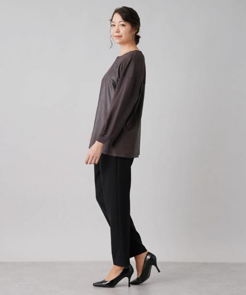 Leilian PLUS HOUSE / レリアンプラスハウス シャツ・ブラウス | レザー風異素材ブラウス | 詳細2