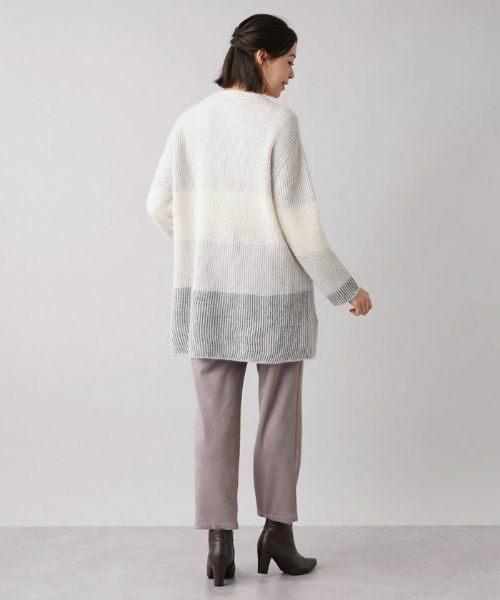 Leilian PLUS HOUSE / レリアンプラスハウス カーディガン・ボレロ | ワイドボーダーVネックカーディガン【HAND】 | 詳細3