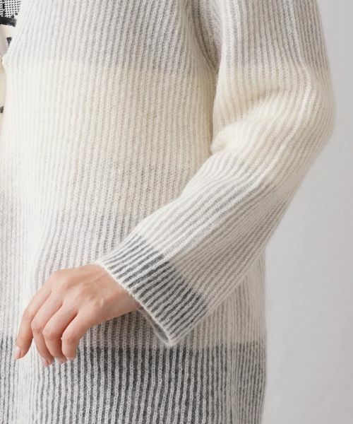 Leilian PLUS HOUSE / レリアンプラスハウス カーディガン・ボレロ | ワイドボーダーVネックカーディガン【HAND】 | 詳細9