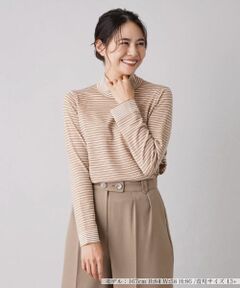 Leilian PLUS HOUSE / レリアンプラスハウス ニット・セーター | マルチボーダー柄ハイネックカットソー