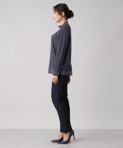 Leilian PLUS HOUSE / レリアンプラスハウス ニット・セーター | マルチボーダー柄ハイネックカットソー | 詳細12