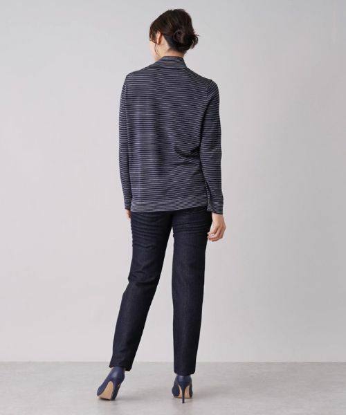 Leilian PLUS HOUSE / レリアンプラスハウス ニット・セーター | マルチボーダー柄ハイネックカットソー | 詳細13