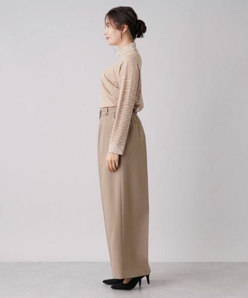 Leilian PLUS HOUSE / レリアンプラスハウス ニット・セーター | マルチボーダー柄ハイネックカットソー | 詳細2