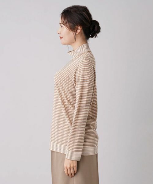 Leilian PLUS HOUSE / レリアンプラスハウス ニット・セーター | マルチボーダー柄ハイネックカットソー | 詳細5