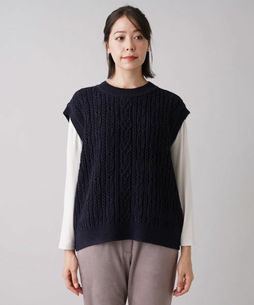 Leilian PLUS HOUSE / レリアンプラスハウス テーラードジャケット | ケーブル編みニットベスト | 詳細4