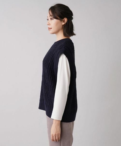 Leilian PLUS HOUSE / レリアンプラスハウス テーラードジャケット | ケーブル編みニットベスト | 詳細5
