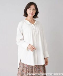 Leilian PLUS HOUSE / レリアンプラスハウス シャツ・ブラウス | ドロストバンドカラーロングブラウス【Leilian：EZUMI】