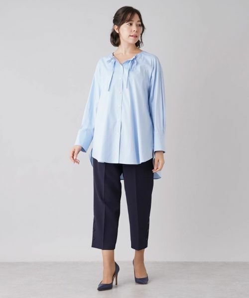 Leilian PLUS HOUSE / レリアンプラスハウス シャツ・ブラウス | ドロストバンドカラーロングブラウス【Leilian：EZUMI】 | 詳細11