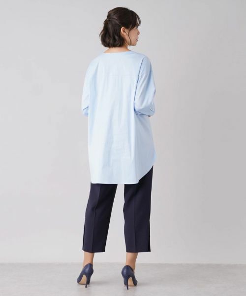 Leilian PLUS HOUSE / レリアンプラスハウス シャツ・ブラウス | ドロストバンドカラーロングブラウス【Leilian：EZUMI】 | 詳細13