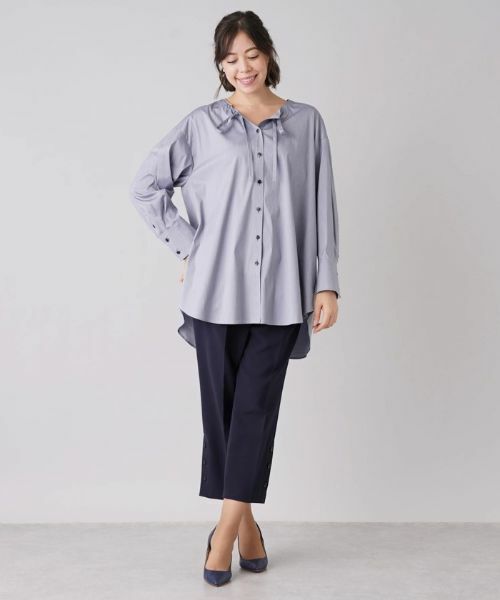Leilian PLUS HOUSE / レリアンプラスハウス シャツ・ブラウス | ドロストバンドカラーロングブラウス【Leilian：EZUMI】 | 詳細14