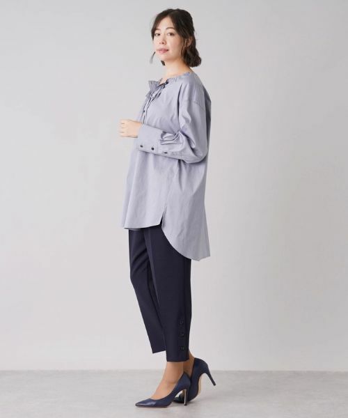 Leilian PLUS HOUSE / レリアンプラスハウス シャツ・ブラウス | ドロストバンドカラーロングブラウス【Leilian：EZUMI】 | 詳細15