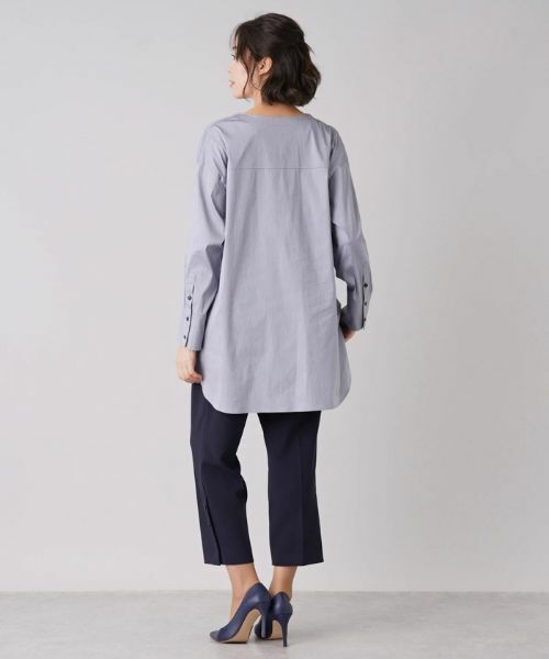 Leilian PLUS HOUSE / レリアンプラスハウス シャツ・ブラウス | ドロストバンドカラーロングブラウス【Leilian：EZUMI】 | 詳細16
