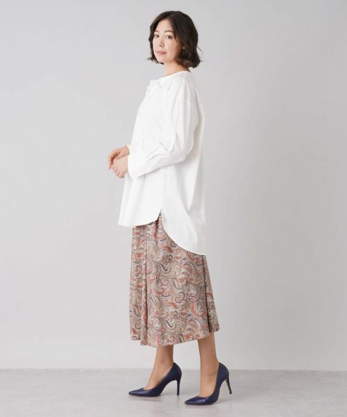 Leilian PLUS HOUSE / レリアンプラスハウス シャツ・ブラウス | ドロストバンドカラーロングブラウス【Leilian：EZUMI】 | 詳細2