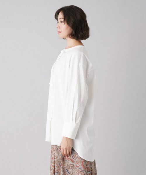 Leilian PLUS HOUSE / レリアンプラスハウス シャツ・ブラウス | ドロストバンドカラーロングブラウス【Leilian：EZUMI】 | 詳細5