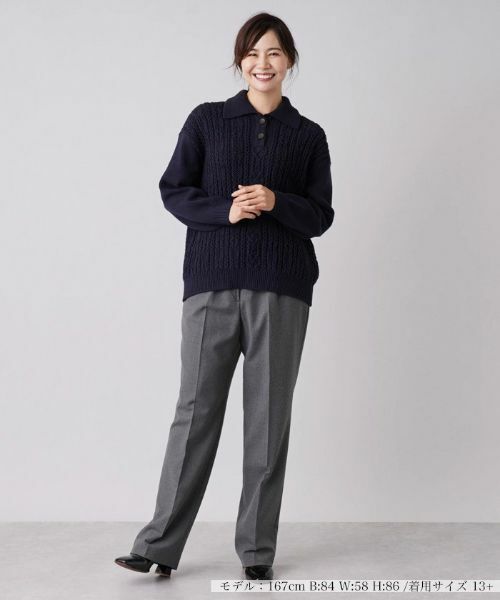 Leilian PLUS HOUSE / レリアンプラスハウス ニット・セーター | 編地切替ニットプルオーバー | 詳細1