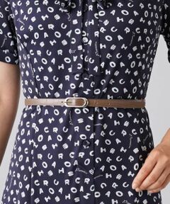 Leilian PLUS HOUSE / レリアンプラスハウス ベルト・サスペンダー | オーバルバックル型押しレザーナローベルト