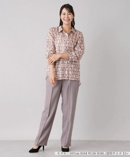 Leilian PLUS HOUSE / レリアンプラスハウス シャツ・ブラウス | 総柄ロゴプリントブラウス | 詳細1