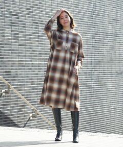 Leilian PLUS HOUSE / レリアンプラスハウス ドレス | オンブレチェックシャツワンピース