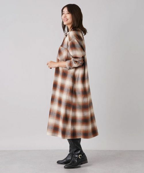 Leilian PLUS HOUSE / レリアンプラスハウス ドレス | オンブレチェックシャツワンピース | 詳細2