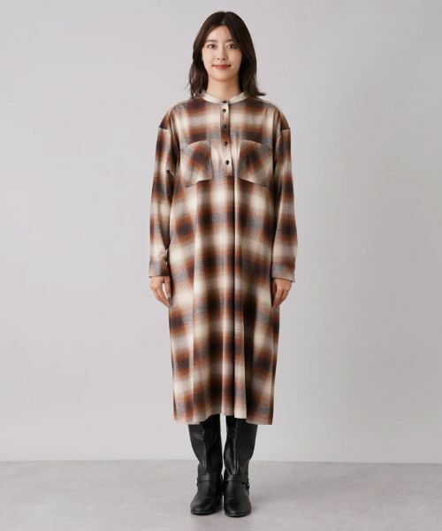 Leilian PLUS HOUSE / レリアンプラスハウス ドレス | オンブレチェックシャツワンピース | 詳細4