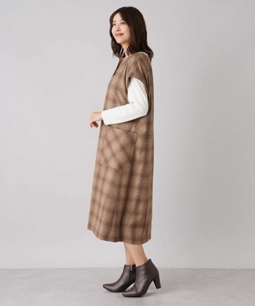 Leilian PLUS HOUSE / レリアンプラスハウス ロング・マキシ丈ワンピース | チェック柄ミディワンピース | 詳細2