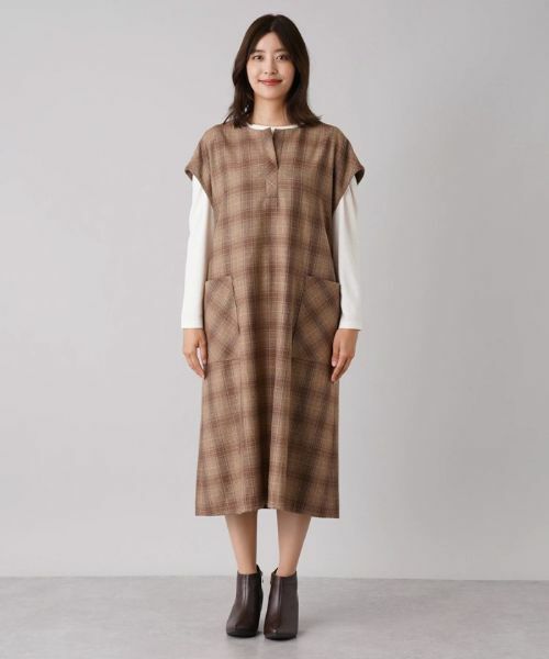 Leilian PLUS HOUSE / レリアンプラスハウス ロング・マキシ丈ワンピース | チェック柄ミディワンピース | 詳細6