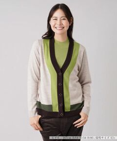 Leilian PLUS HOUSE / レリアンプラスハウス カーディガン・ボレロ | 配色Vネックニットカーディガン