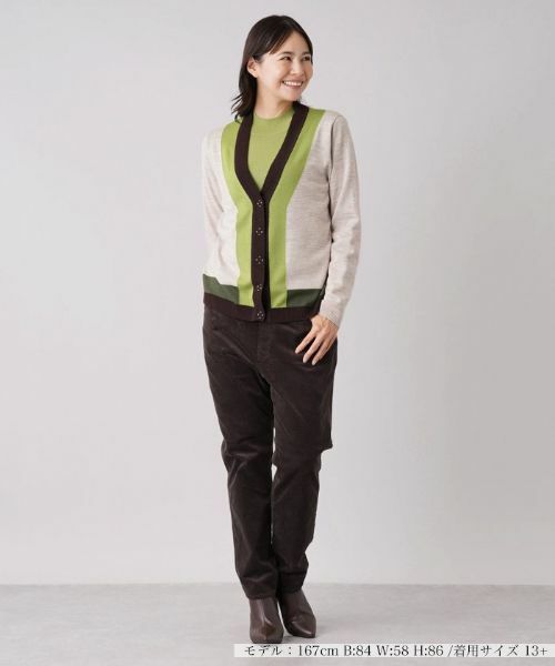 Leilian PLUS HOUSE / レリアンプラスハウス カーディガン・ボレロ | 配色Vネックニットカーディガン | 詳細1
