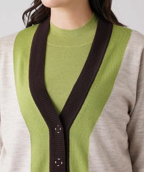 Leilian PLUS HOUSE / レリアンプラスハウス カーディガン・ボレロ | 配色Vネックニットカーディガン | 詳細7