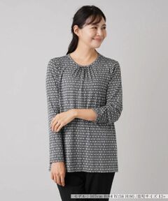 Leilian PLUS HOUSE / レリアンプラスハウス カットソー | 幾何学柄プリントタックブラウス