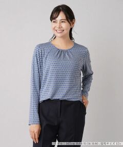 Leilian PLUS HOUSE / レリアンプラスハウス カットソー | 幾何学柄プリントタックブラウス