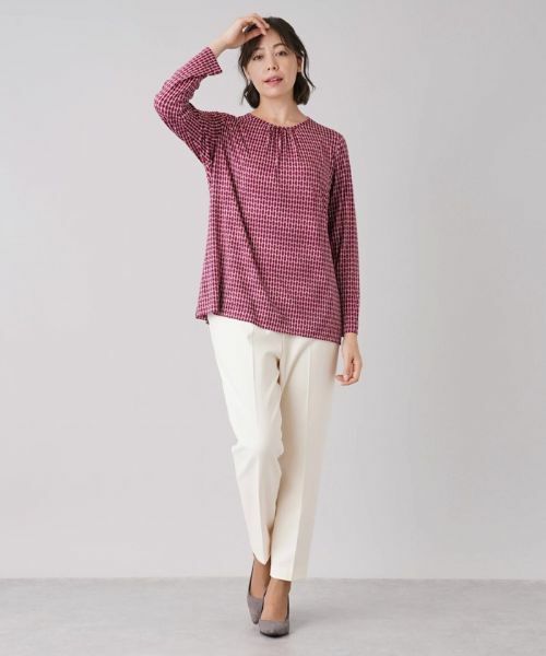 Leilian PLUS HOUSE / レリアンプラスハウス カットソー | 幾何学柄プリントタックブラウス | 詳細14