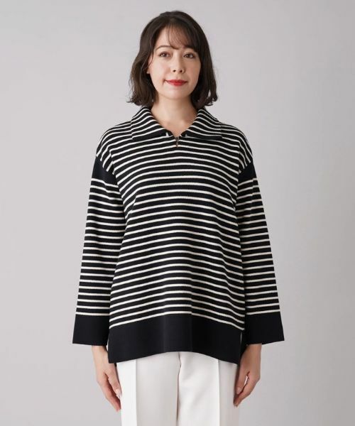 Leilian PLUS HOUSE / レリアンプラスハウス ニット・セーター | ボーダービッグカラーニット | 詳細4