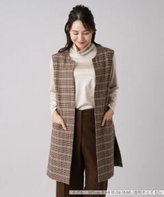 Leilian PLUS HOUSE / レリアンプラスハウス テーラードジャケット | チェック柄キーネックロングベスト