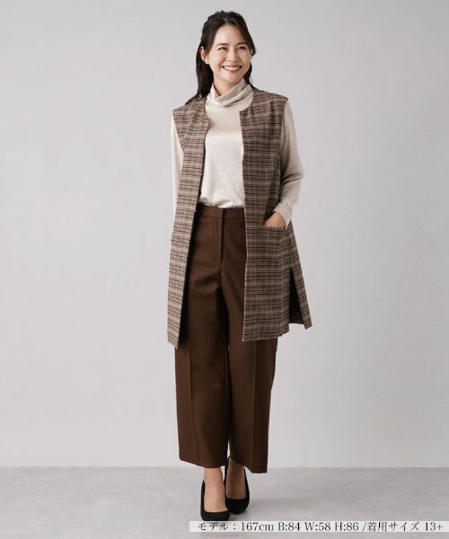 Leilian PLUS HOUSE / レリアンプラスハウス テーラードジャケット | チェック柄キーネックロングベスト | 詳細1