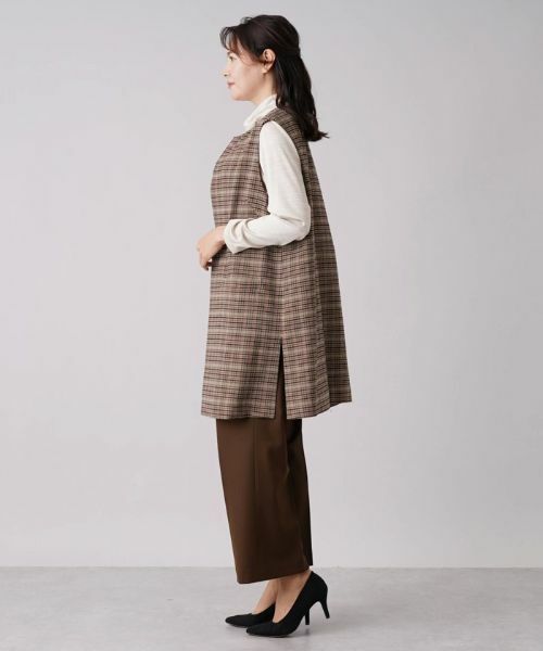 Leilian PLUS HOUSE / レリアンプラスハウス テーラードジャケット | チェック柄キーネックロングベスト | 詳細2