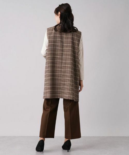 Leilian PLUS HOUSE / レリアンプラスハウス テーラードジャケット | チェック柄キーネックロングベスト | 詳細3