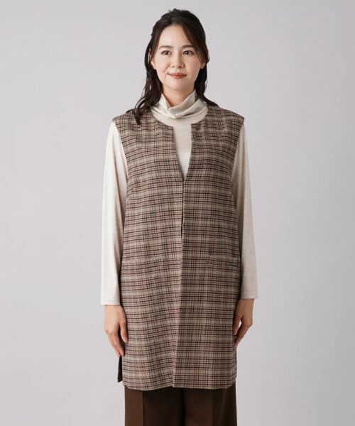 Leilian PLUS HOUSE / レリアンプラスハウス テーラードジャケット | チェック柄キーネックロングベスト | 詳細4