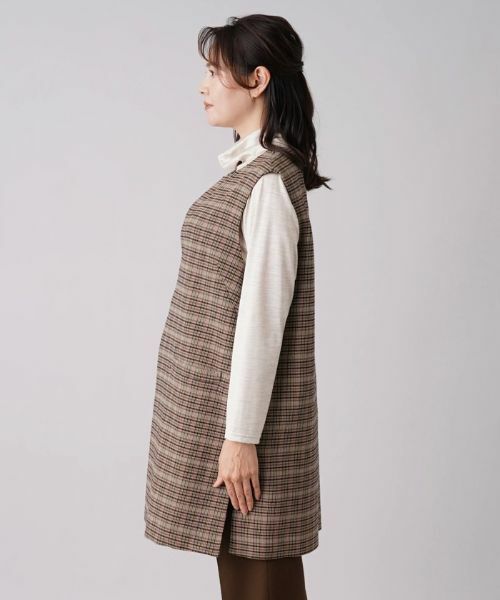 Leilian PLUS HOUSE / レリアンプラスハウス テーラードジャケット | チェック柄キーネックロングベスト | 詳細5