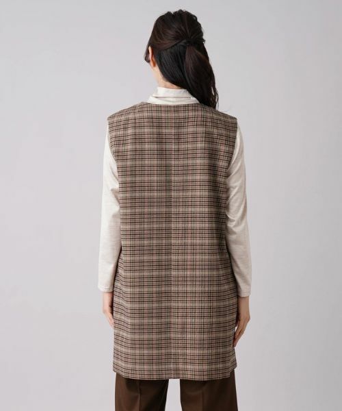 Leilian PLUS HOUSE / レリアンプラスハウス テーラードジャケット | チェック柄キーネックロングベスト | 詳細6