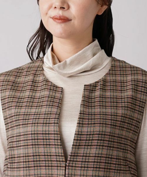 Leilian PLUS HOUSE / レリアンプラスハウス テーラードジャケット | チェック柄キーネックロングベスト | 詳細7