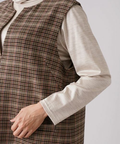 Leilian PLUS HOUSE / レリアンプラスハウス テーラードジャケット | チェック柄キーネックロングベスト | 詳細9