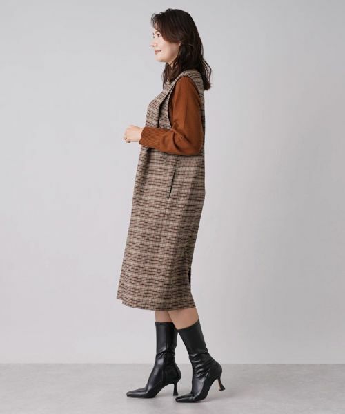 Leilian PLUS HOUSE / レリアンプラスハウス ロング・マキシ丈ワンピース | チェック柄ジャンパースカート | 詳細2