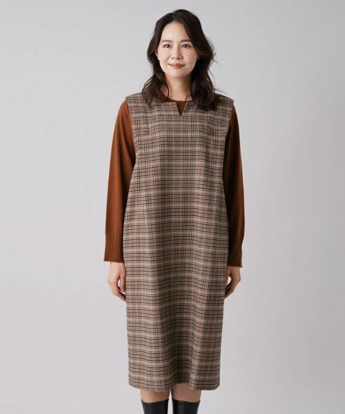 Leilian PLUS HOUSE / レリアンプラスハウス ロング・マキシ丈ワンピース | チェック柄ジャンパースカート | 詳細4