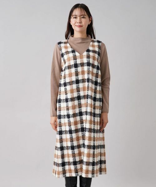 Leilian PLUS HOUSE / レリアンプラスハウス ロング・マキシ丈ワンピース | チェック柄ジャンパースカート | 詳細4