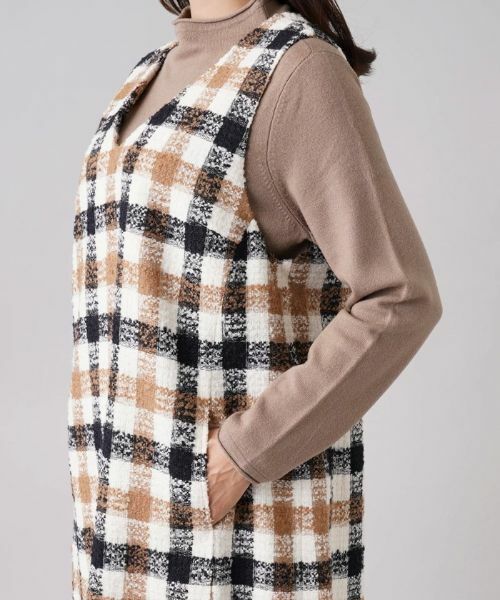Leilian PLUS HOUSE / レリアンプラスハウス ロング・マキシ丈ワンピース | チェック柄ジャンパースカート | 詳細9