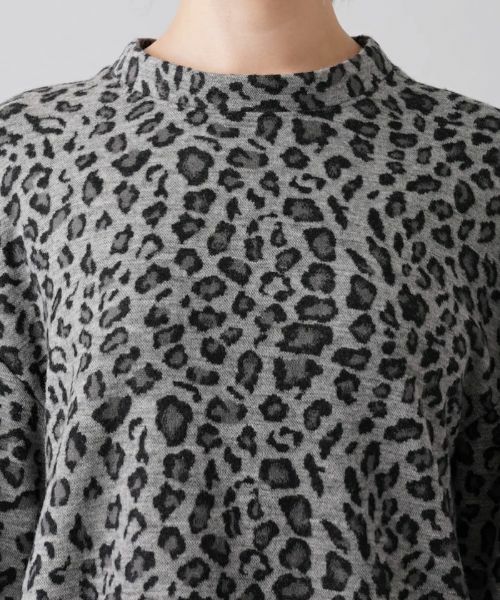 Leilian PLUS HOUSE / レリアンプラスハウス カットソー | レオパード柄ボトルネックプルオーバー | 詳細7